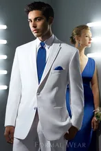 Fashionable Two Button White Groom Tuxedos Groomsmen Men’s Wedding Prom Suits Custom Made (Jacket+Pants+Vest+Tie) K:81