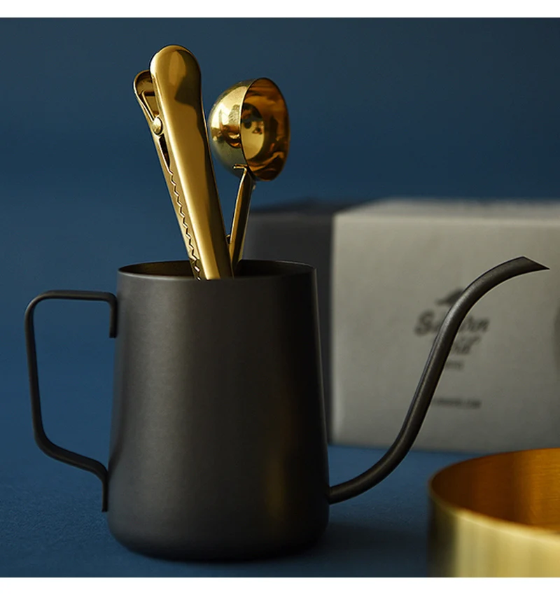 2Pcs Coffee Scoops Stainless Steel Coffee Spoon Clip Gold Color 2 In 1 Measuring Spoon with Bag Clip Ground Coffee Tea Scoop Coffeeware Kitchen Tools (9-1)