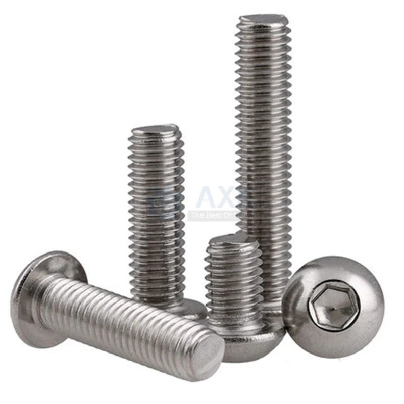 

AXK 20Pcs M5 M6 ISO7380 Stainless Steel 304 A2 Round Head Screws Mushroom Hexagon hex Socket Button Head Screw
