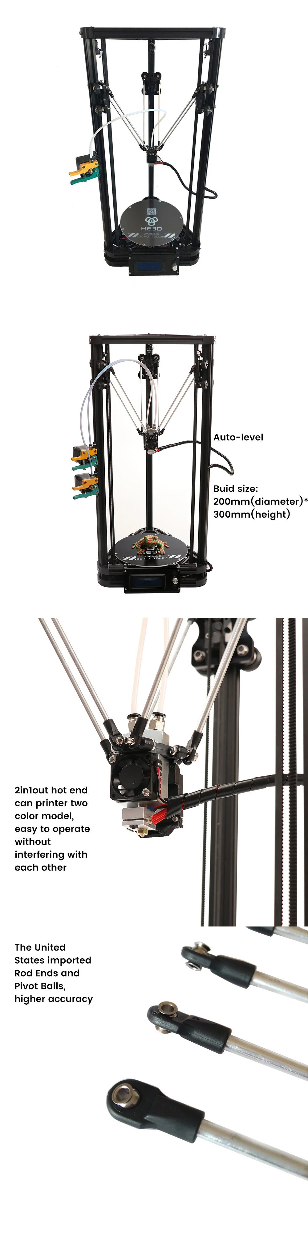 Высокая точность авто уровень новейший HE3D reprap K200 delta DIY 3D printer_heat кровать optional_mutifilaments поддержка