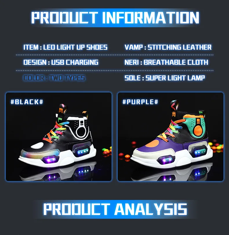 Детская Легкая спортивная обувь, перезаряжаемая с мигающими огнями, обувь для мальчиков, девочек цветные светодиодные лампы, обувь на осень