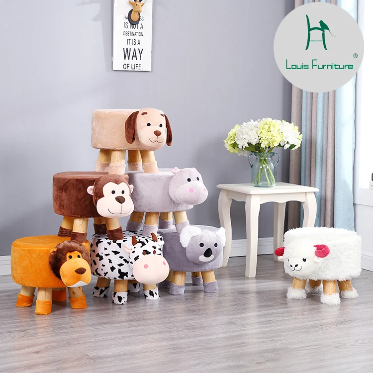 

Louis Fashion Children's Stools Children's Cartoon Animal Household Baby Furry Bull Sofa Creative Fashion Cloth Short