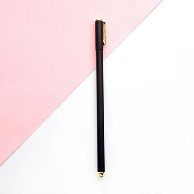 Простая металлическая гелевая ручка, маленькая, свежая, тонкая ручка для подписи, рекламная, подарочная ручка для офиса, школы, канцелярские принадлежности - Цвет: Черный