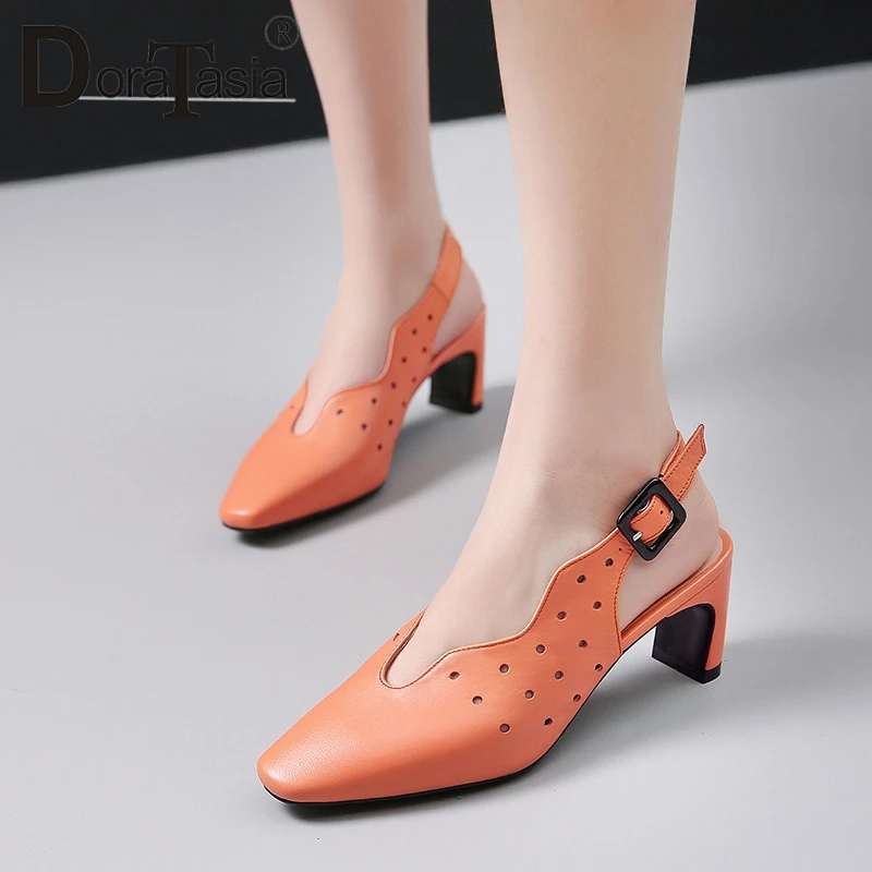 

DORATASIA 2019 New Hot Ladies Elegant Summer High Heels Sandals Genuine Leather Large Size 34-42 Ol Women Shoes Woman