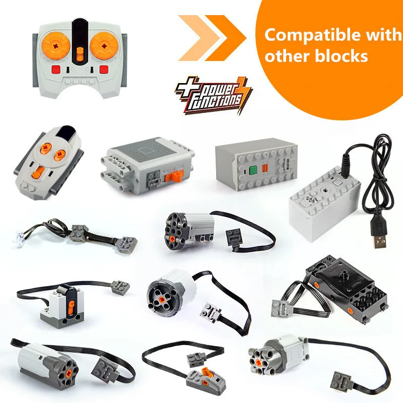 

Technic Series Blocks Parts Compatible Legoings Train Remote Control Battery Box Switch Led Light Power Sets Building Kits