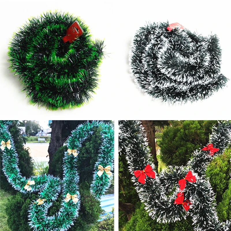 

200 cm Christmas Decor Mall Bar Tops Ribbon Garland Streamers Christmas Tree Ornaments White Green Cane Tinsel Party Supplies