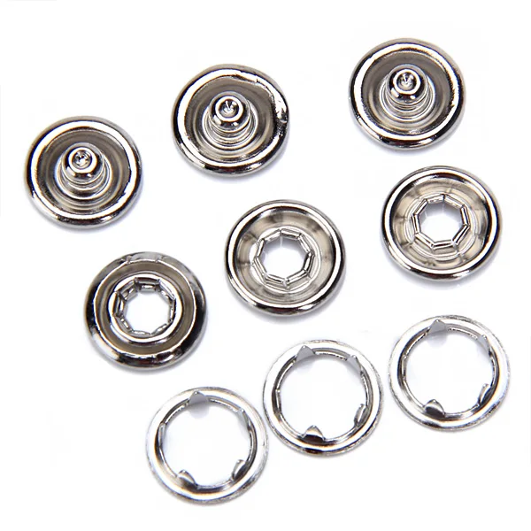 50 Sets Metal Press Snaps Fasteners Button Open Ring Rivet for Leather Clothes Baby Bibs Clips Craft Silver