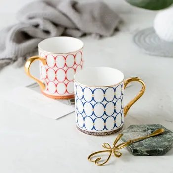 

350ml British Style Luxury Gold Stripes Bone China Coffee Mug Afternoon Water Tea Drink Cup