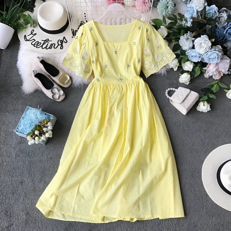 ALPHALMODA новинка 2019 платье с цветочной вышивкой для морского отдыха квадратный