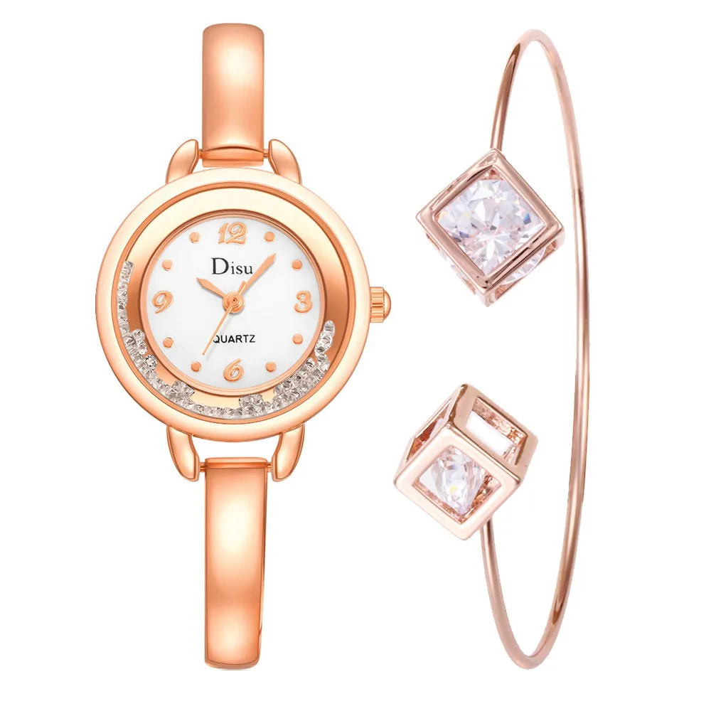 

DISU Women Watches Light Luxury Girl Temperament Small Dial Women's Watch Bracelet Set Chain Watch Birthday Gift Reloj Mujer #A