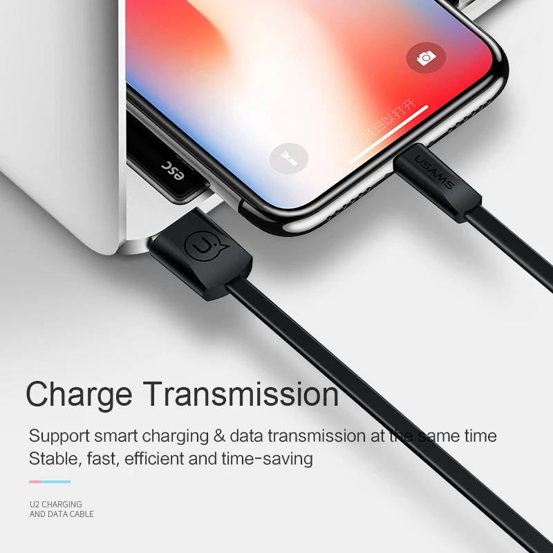 USAMS USB зарядное устройство кабель для передачи данных iPhone X Xs XR MAX Быстрая зарядка