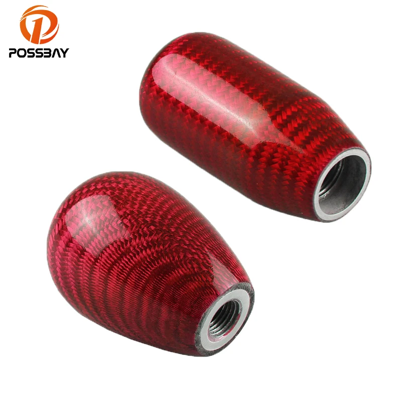 POSSBAY Universal Carbon Fiber Car Gear Shift Knob Shifter Lever Manual MT Gear Shift Stick Lever Knob Head Red Interior Decor POSSBAY Universal Carbon Fiber Car Gear Shift Knob Shifter Lever Manual MT Gear Shift Stick Lever Knob Head Red Interior Decor