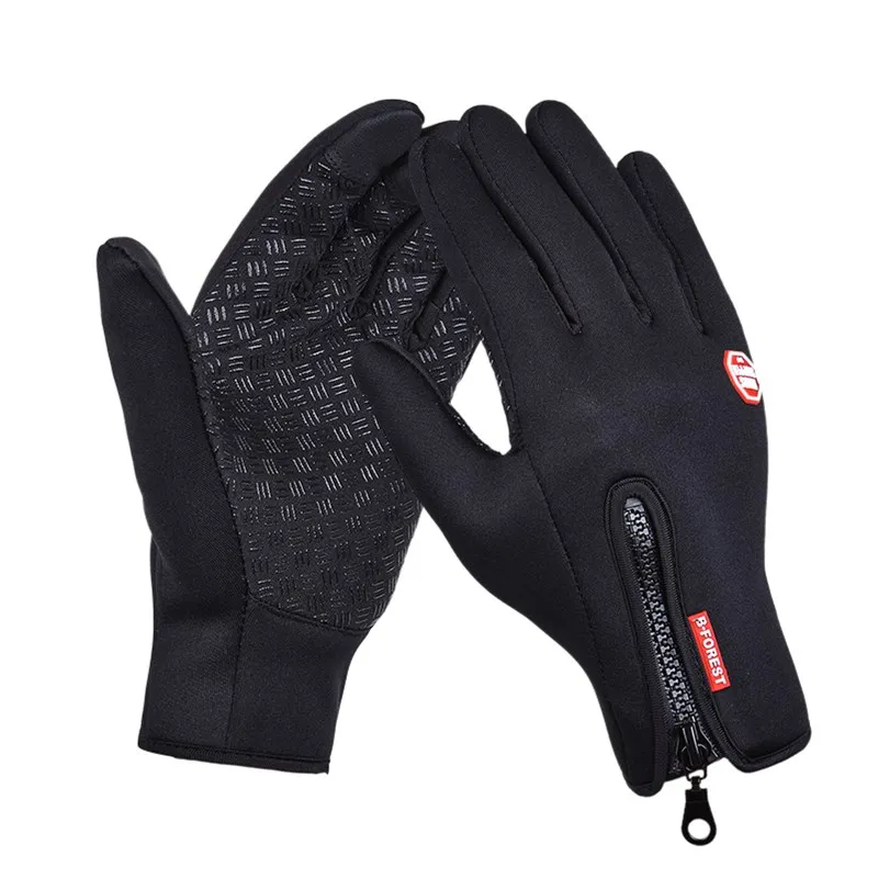 Guantes Deportivos, Зимние перчатки для бега, женские, мужские, для улицы, спортивные перчатки, полный палец, Ciclismo, для улицы, перчатки, дышащие, ручная работа - Цвет: Черный