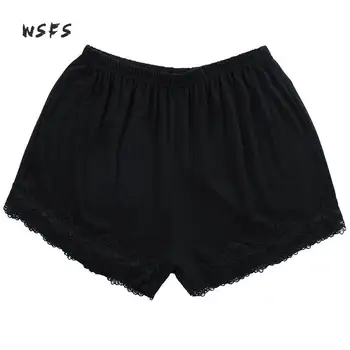 

2pcs Summer Short Pants Women Black White Lace Elastic Waist Plus Size Under Stretch Modal Cotton Skirt Safety Pants Boxer Femme