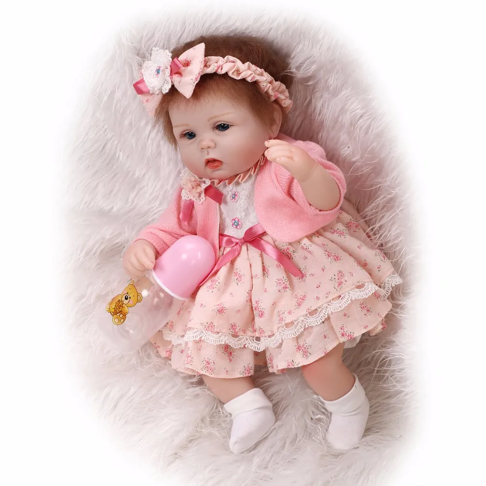 Npkколлекция Bebes Reborn Dolls de Silicone Girl Body 40 см очаровательные Куклы Игрушки для девочек boneca Baby Bebe кукла лучшие подарки игрушки