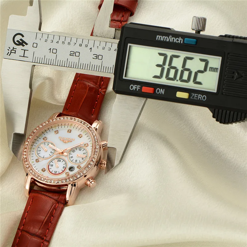 GUANQIN модные женские часы лучший бренд класса люкс кварцевые часы с бриллиантами кожа девушка часы Женское платье наручные часы Reloj Mujer A