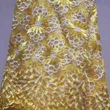 Высококачественные последние африканские шнурки с камнями нигерийский Тюль французский чистая кружевная ткань для свадьбы Вечерние CLL3177 желтый