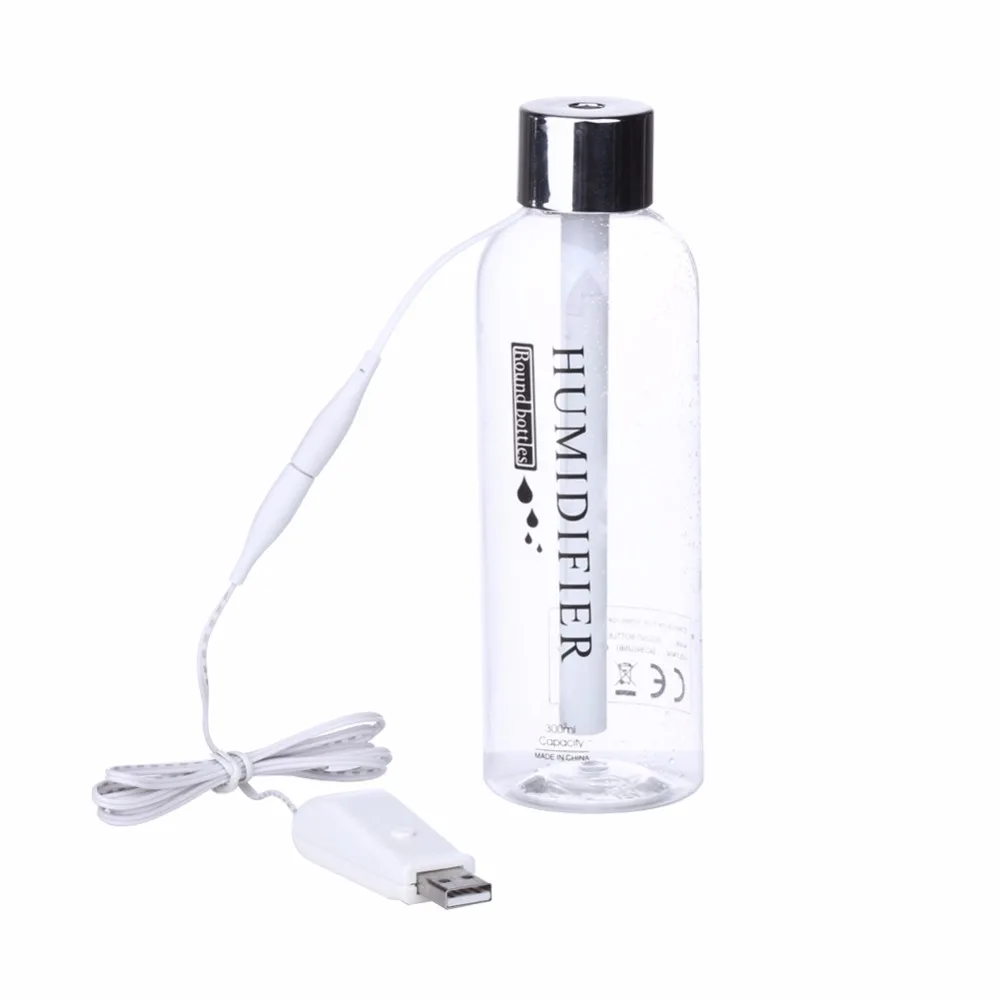 

DC 5V 2W 300ml Portable Air Humidifier Creative Water Bottle Design USB Ultrasonic Humidifier Home Office Mini Aroma Diffuser