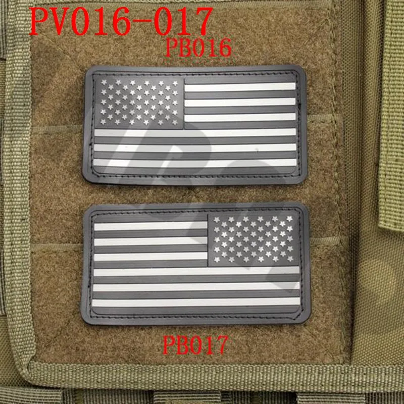 3D ПВХ патч 2* шт США американский флаг Резиновый патч - Цвет: PB016 PB017 Gray