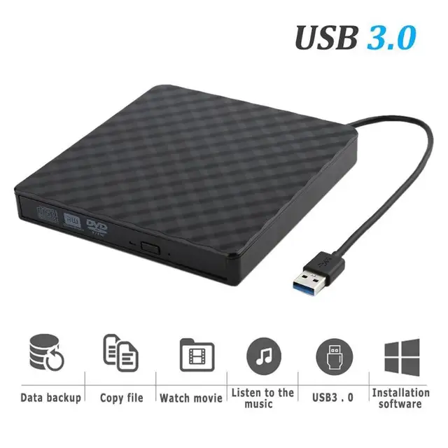USB 3.0 External DVD Burner Writer Recorder DVD RW Optical Drive CD/DVD ROM Player MAC OS Windows XP/7/8/10 ABS Plastic Material 2