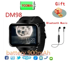DM98 Bluetooth 4,0 Смарт-часы 2,2 дюймов Android 4,4 поддержка 3g wifi gps камера MP3/MP4 MTK6572 900 мАч Smartwatch телефон PK KW18