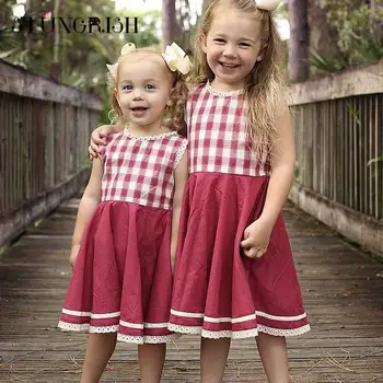 

Toddler girls dress plaid patchwork design casual holiday girls dresses red frocks cute style clothing children clothes 1-4Y