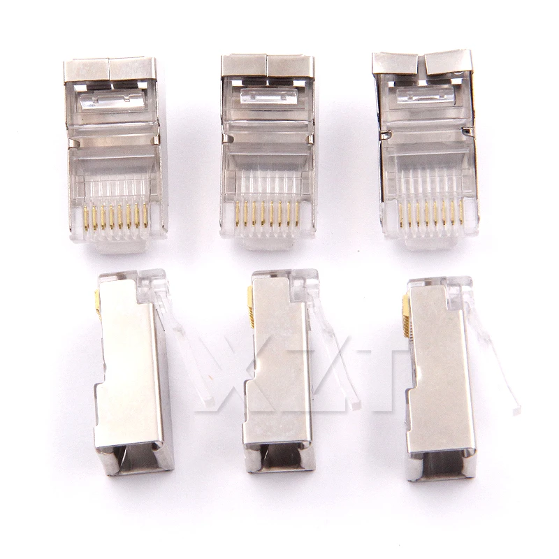 100 шт./лот rj45 разъем cat6 защищенные Сетевой коннектор 8p8c клеммы для stp ethernet
