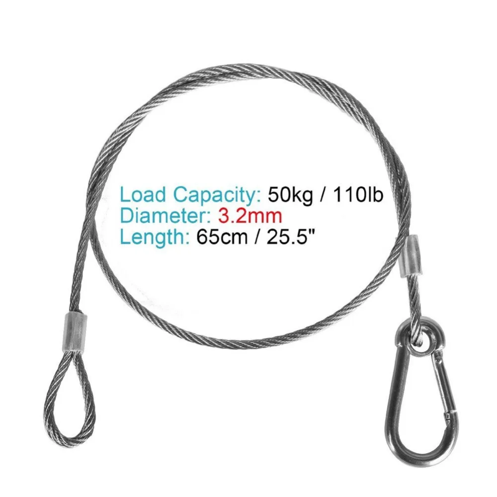 Stage Light Safety Cables, 25.5" Stainless Steel Safety