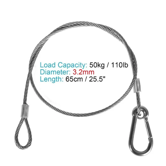 HOT 4PCS 25.5" Stainless Steel Rope Wire Safety Cables With Looped Ends