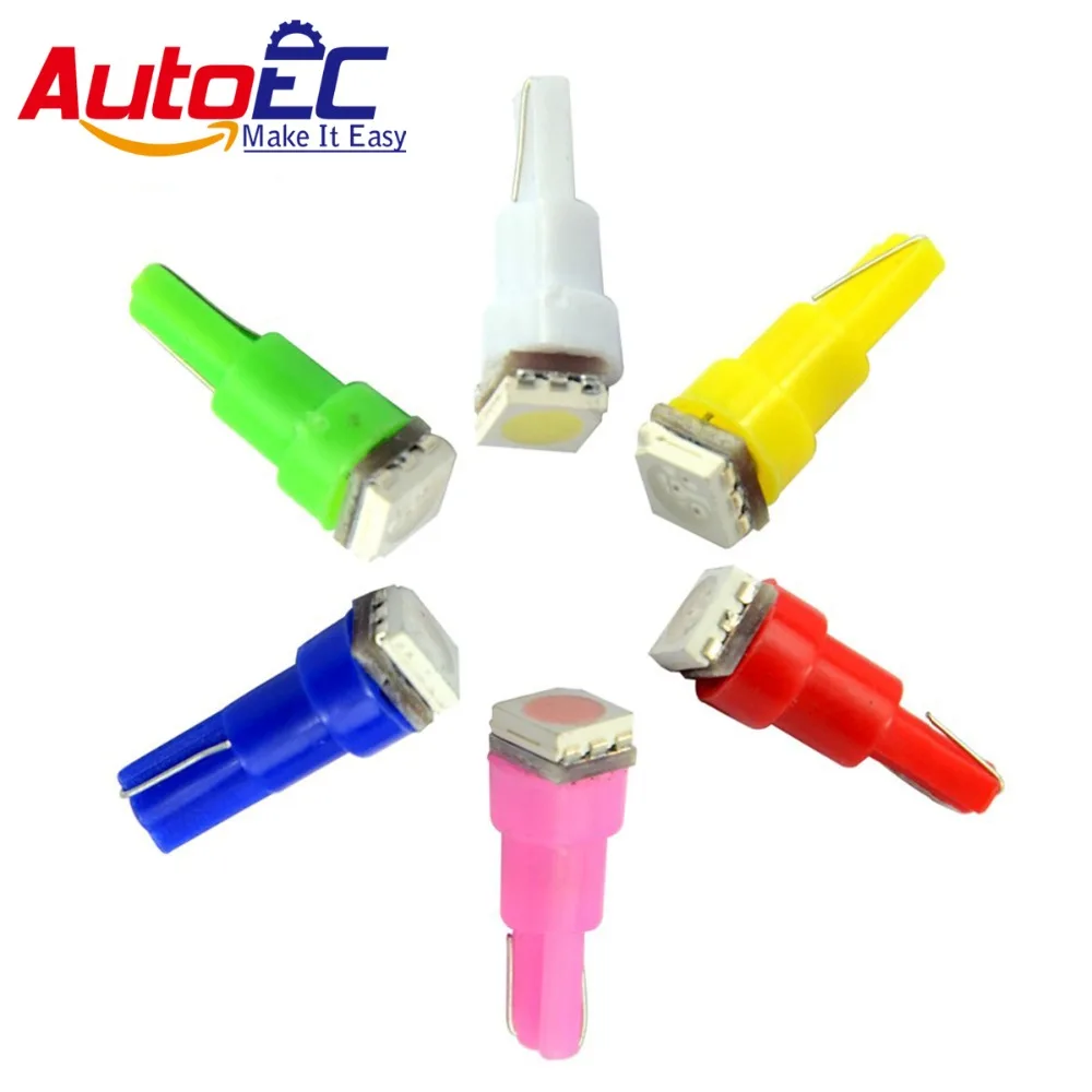 Светодиодные лампы AutoEC 1000X T5 37 58 70 73 74 1 smd 5050 для приборной панели белые красные
