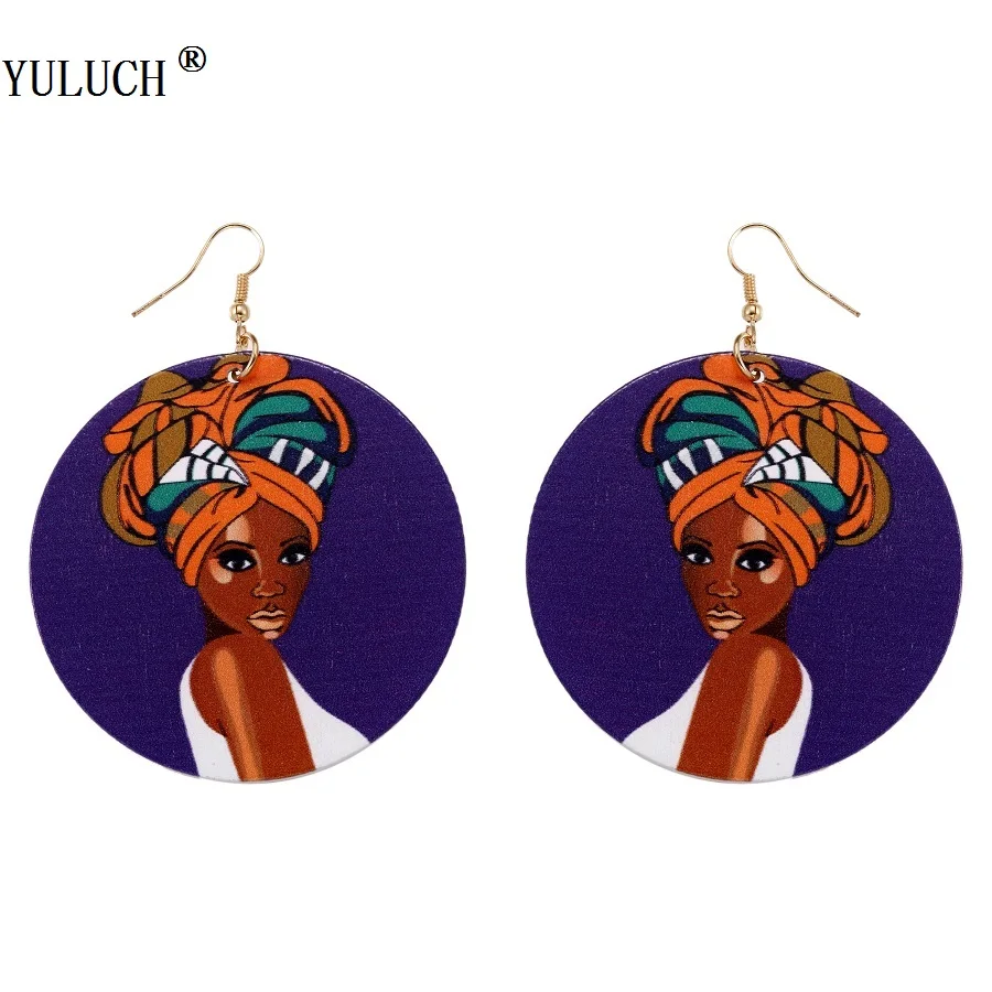 AIDSOTOU 12 Pairs African Earrings for Women Girls Wooden Natural Ethnic Dangle Earrings