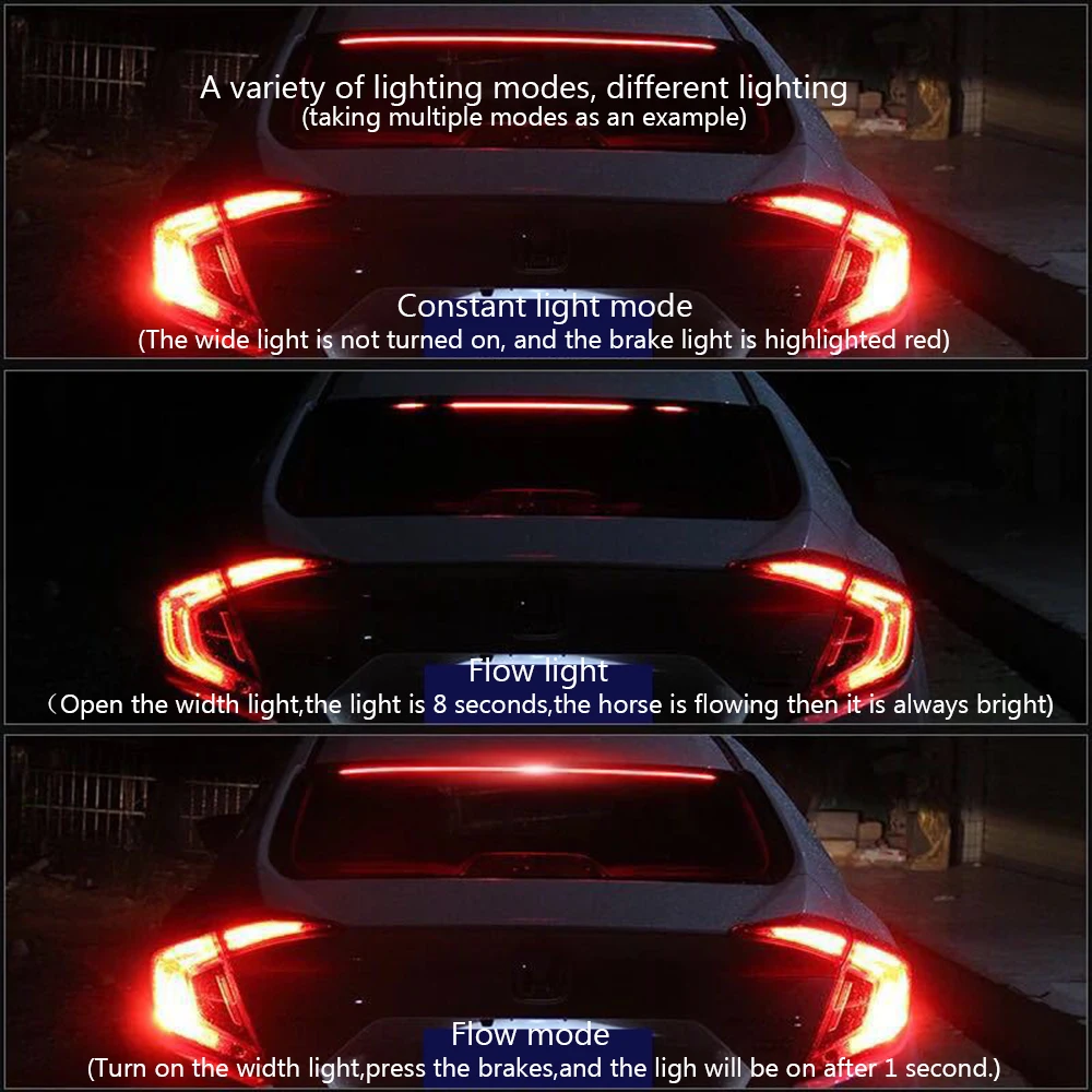 LEEPEE Safety Driving Lamp Warning Signal Light Car-styling 90cm LED Flexible Strip High Mount Brake Stop Lamp Car Brake Light