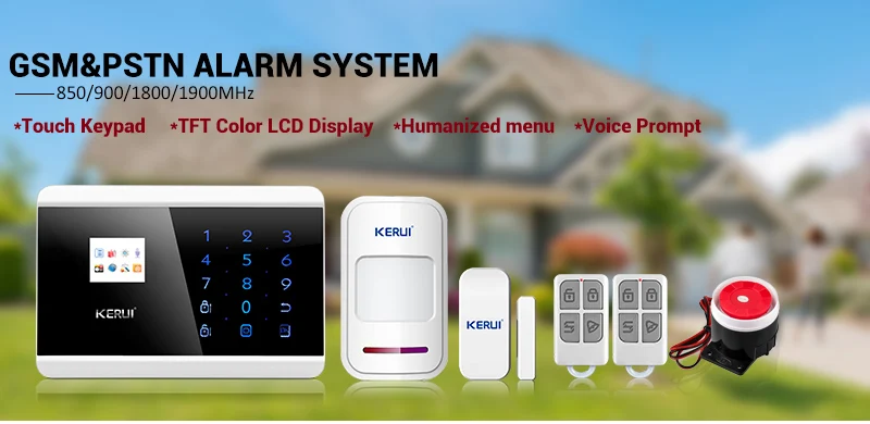 KERUI, 433 МГц, 8218 г, PSTN GSM сигнализация, Двойная сеть, сенсорный, двойное приложение, контроль, домашняя охранная сигнализация, датчик, детектор, охранный комплект