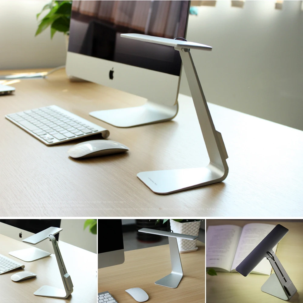 Baratos Lámpara de escritorio LED estilo Mac ultrafina protección de los ojos luz de lectura suave Interruptor táctil de atenuación de 3 modos lámpara de mesa recargable.