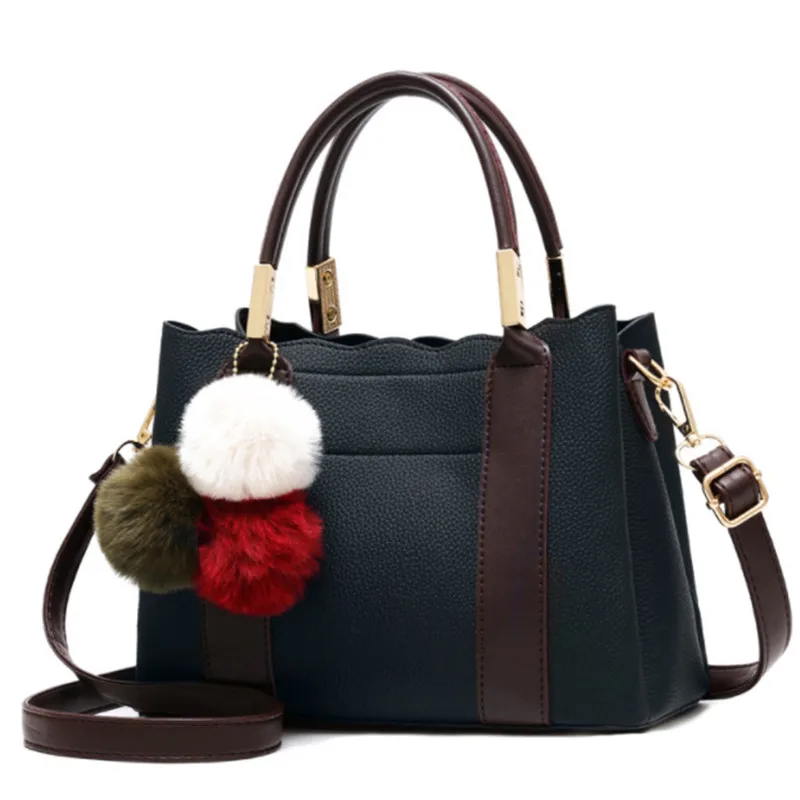 

Women Handbag 2019 Bags For Women Luxury Handbags Ladies PU Leather Female Handbags Casual Crossbody Bag For Women With Fur Ball