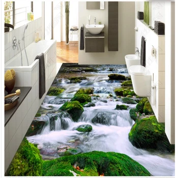 

beibehang Classic modern personality papel de parede wallpaper river water stone stream 3D bathroom art three-dimensional floor