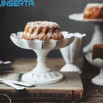 Металлический поднос JINSERTA, витрина для ювелирных изделий, Ретро Белый десерт, фруктовый торт, закуска, высокая тарелка, домашние вечерние свадебные украшения
