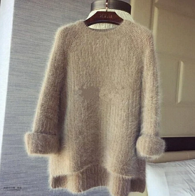 

2019 new front short after long Korean loose sets of mink cashmere women autumn and winter long mink sweater
