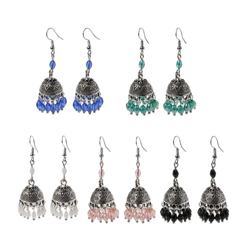 Ретро Индийский Болливуд Jhumka Jhumki Хрустальные Серьги Этнические цыганские