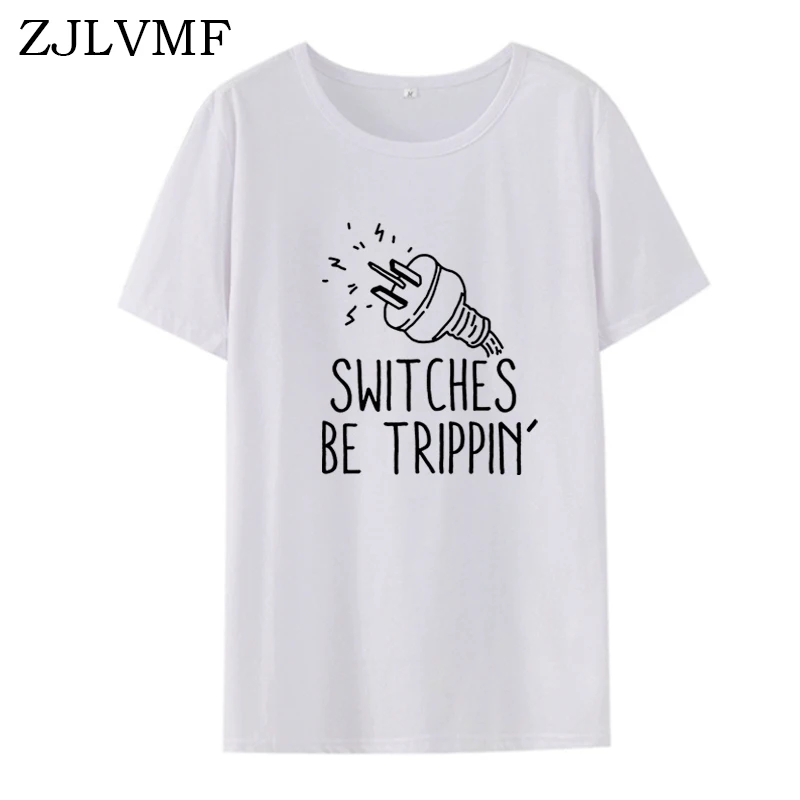 Женская хлопчатобумажная рубашка Zjlvmf Switches Be Trippin свободная футболка с круглым