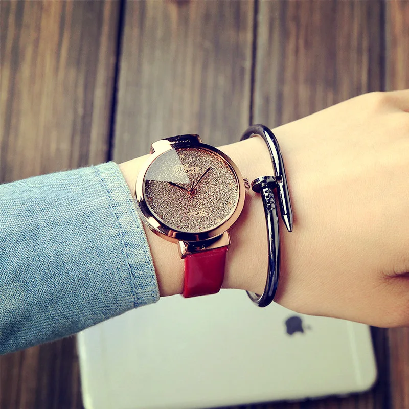 

New arrive Top Brand Fashion Ladies Watches Leather Female Quartz Watch Women Thin Casual Strap Watch Reloj Mujer Marble Dial