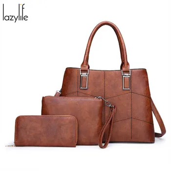 

LAZYLIFE 3pcs/set Women's Handbags High Quality Casual Female Bags Tote Shoulder Bag ladies handbags Bolsos
