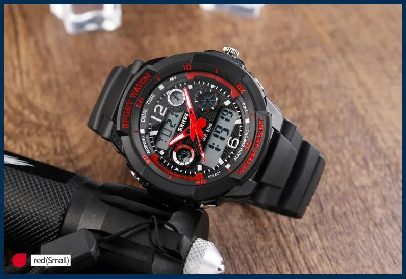 SKMEI двойной дисплей цифровые часы хронограф светодиодный спортивные часы PU ремешок водонепроницаемые Модные наручные часы Relogio Masculino 1060