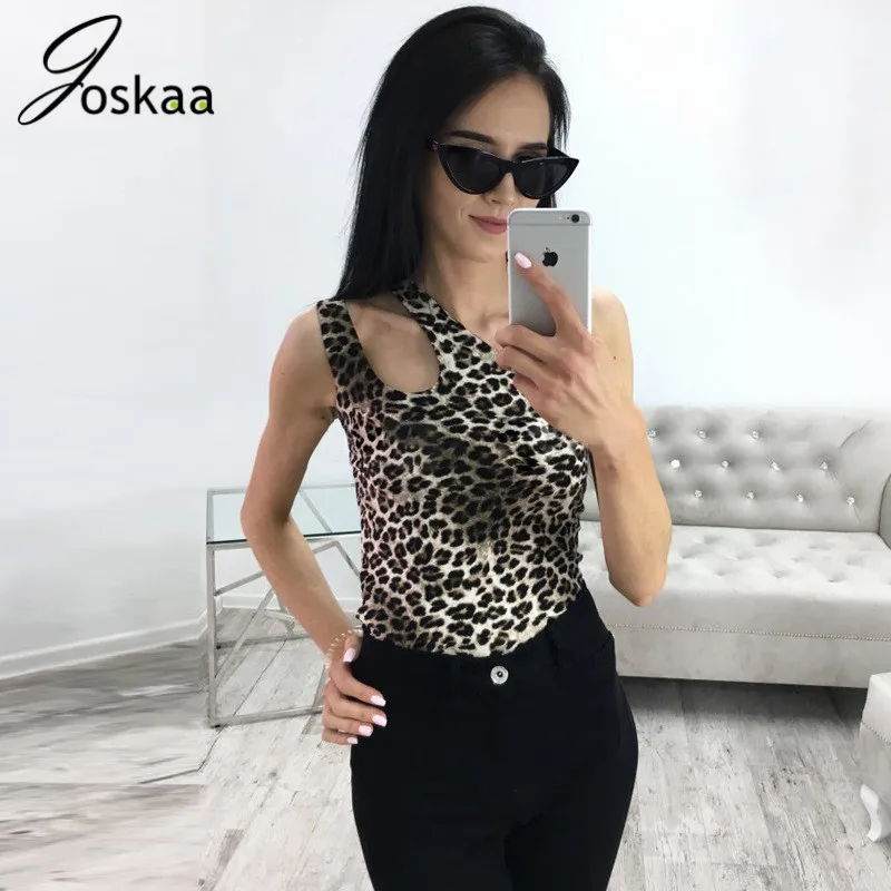 

Leopard Women Summer Bodysuit Print Sexy Hollow Out Sleeveless One Piece Streetwear Rompers Clothes Ladies Rompers