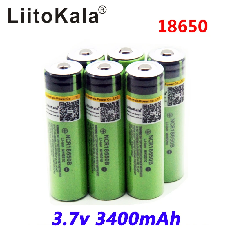

6PCS 2017 liitokala 18650 3400 Battery 3400mAh 3.7V NCR18650B Rechargeable Li-ion Battery for Flashlight for (NO PCB)