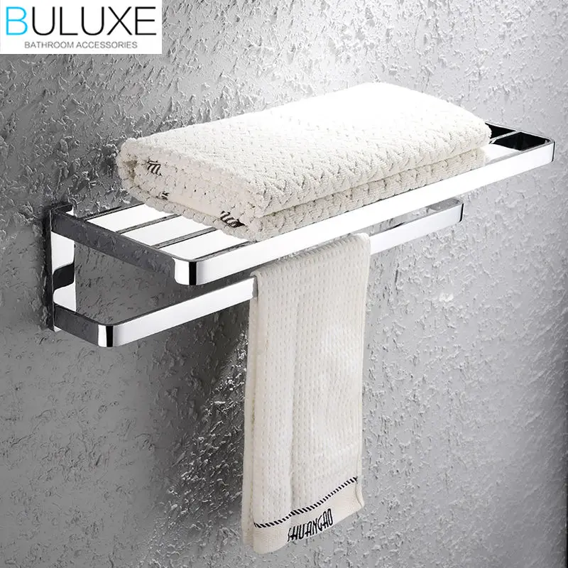

BULUXE Solid Brass Bathroom Accessories Towel Bar Rack Holder Chrome Finished Wall Mounted Bath Acessorios de banheiro HP7705
