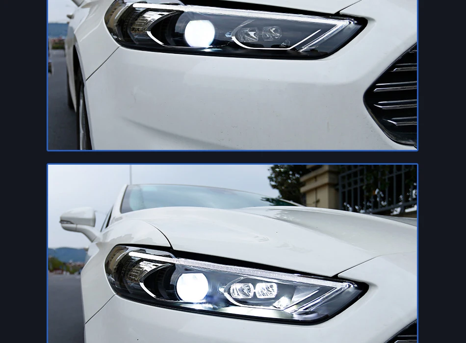 AKD тюнинг Автомобильные фары для Ford Mondeo Fusion 2013- светодиодные фары DRL ходовые огни Биксеноновые Противотуманные фары ангельские глаза
