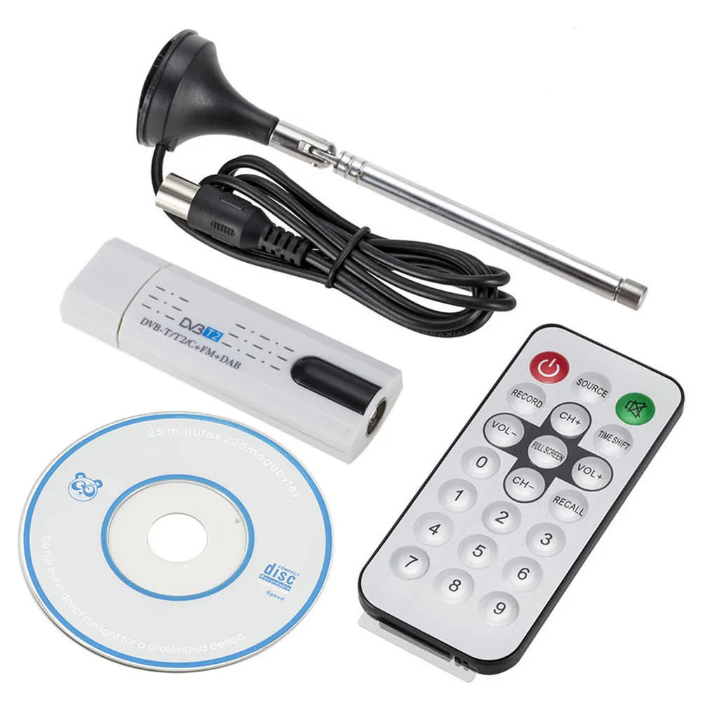 

USB TV Stick with Antenna Remote for DVB-T2/DVB-C/FM/DAB Digital Satellite DVB T2 USB TV Stick Tuner HD TV Receiver