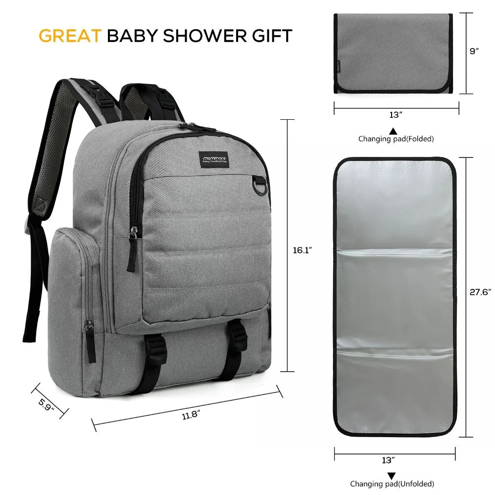 Mommore водонепроницаемые дорожные рюкзаки для беременных, рюкзак для подгузников с пеленальной подкладкой, Большая вместительная сумка для подгузников, брендовая детская сумка