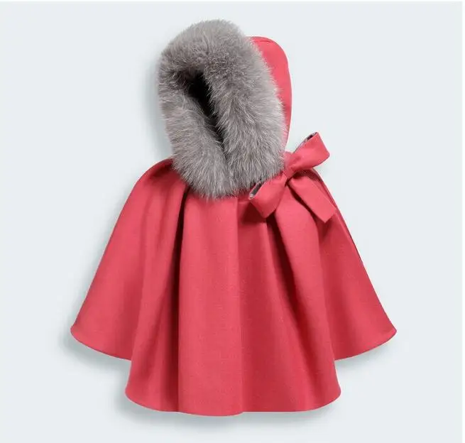 2014 autumn and winter children's clothing luxurious wool shawl cape coat Family fitted coat fox